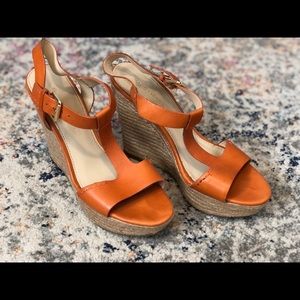 Marc Fisher Orange Leather Wedges